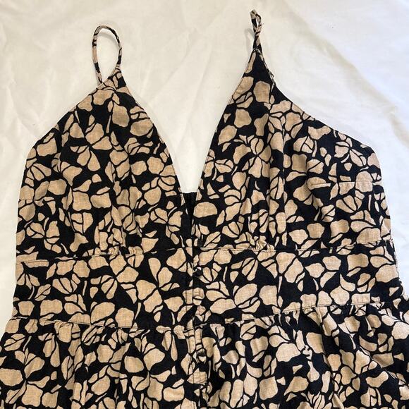 Abercrombie & Fitch Womens XL Linen Blend Brown Floral Midi Dress Ethreal - Picture 4 of 12